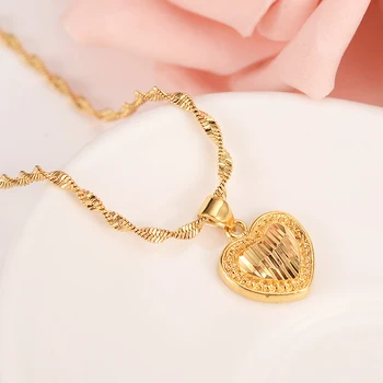 14 k oro Sólido GF Collar Pendiente de la Mujer a la Fiesta de Don Dubai corazón de amor de la corona Conjuntos de Joyas de novia de regalo de BRICOLAJE encantos de las niñas