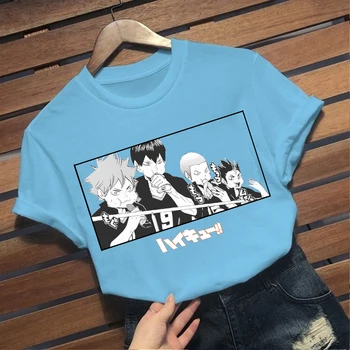 Kawaii Haikyuu Camiseta de los Hombres Divertido Verano Tops de dibujos animados Graphic Tees de Harajuku Unisex Anime Caliente T-camisa Masculina
