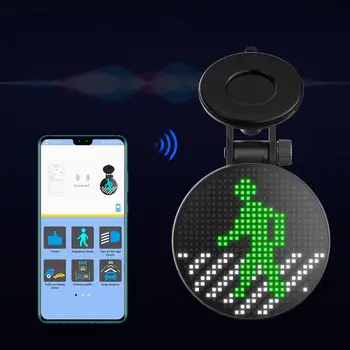 EM01 Coche Auto de la APLICACIÓN Inteligente de Control de Bluetooth 5.0 Expresión de la Pantalla LED RGB Lámpara Decorativa Divertido Emotio Lámpara Apoyo de la APLICACIÓN de la Imagen