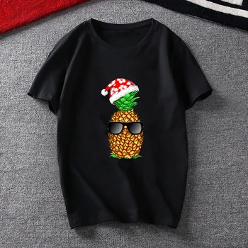 Mujer Feliz Navidad Divertido Piña de Impresión de la Camiseta de las Señoras Tops para Mujer de la Ropa Femenina Tumblr T-Shirt Graphic Camiseta camisetas