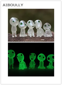 5Pcs/set Kawaii Luminoso Árbol de los Elfos de Juguete Miyazaki Kodama jardinería en macetas Fluorescente de PVC figura de Árbol Duende de Hadas ( Randam Estilo )
