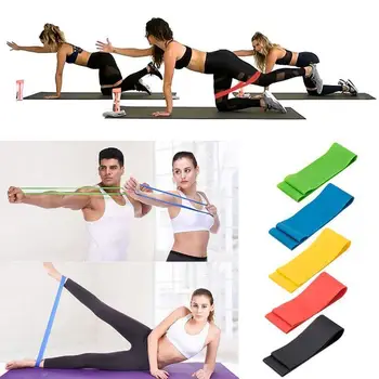 Los cinco colores de la banda de resistencia de fitness Yoga de la tensión de la banda de gimnasio de goma de la banda de clases de Pilates elástica equipo