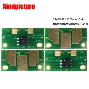 TN210 Cartucho de Tóner reset chip BK C M Y para konica Minolta bizhub 250 C250 252 C252 240 C240 chip Fotocopiadora 2ajuste 8pcs/lot
