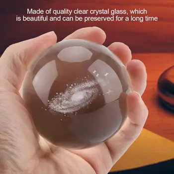 8cm Transparente 3D Galaxy Sistema Solar Bola de Cristal Grabado a Láser de Artesanía Decoración en Miniatura de Esfera de Cristal de la Oficina en Casa Ornamento