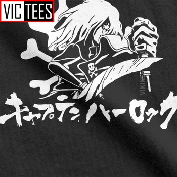 Los hombres de la Camiseta de la Harlock Pirata del Espacio Cráneo Fresco de Algodón Puro Capitán Anime Manga T Camisa Camisas Hombre la Impresión 3D