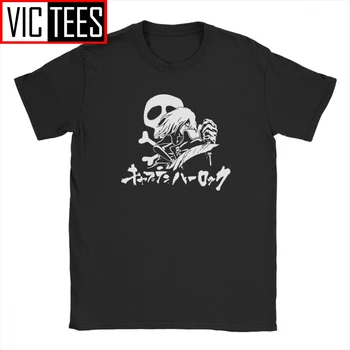Los hombres de la Camiseta de la Harlock Pirata del Espacio Cráneo Fresco de Algodón Puro Capitán Anime Manga T Camisa Camisas Hombre la Impresión 3D