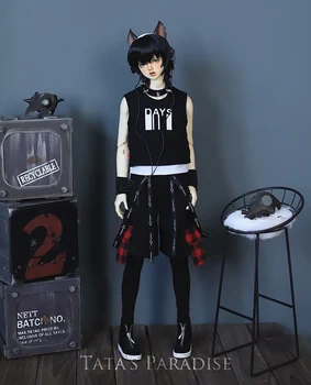 1/4 1/3 de la escala de BJD chaleco+pantalones de Punk traje de accesorios para BJD/SD SD17 SSDF muñeca,No incluye muñeca,zapatos,peluca y accesorios 18D2748