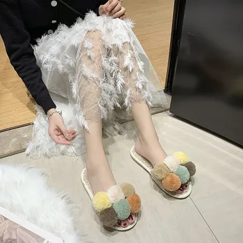 COOTELILI de Invierno de la Moda las Mujeres Zapatillas de Casa de Imitación de Piel Cálido Zapatos de Mujer de Deslizamiento en los Pisos de la Mujer de Piel Talón de 2 cm de Tamaño Más 40 41