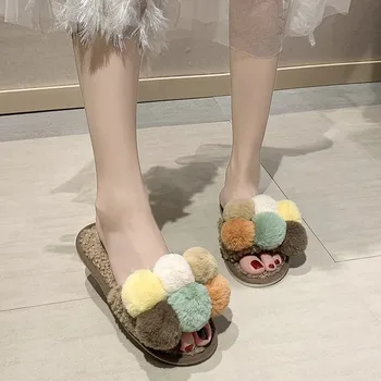 COOTELILI de Invierno de la Moda las Mujeres Zapatillas de Casa de Imitación de Piel Cálido Zapatos de Mujer de Deslizamiento en los Pisos de la Mujer de Piel Talón de 2 cm de Tamaño Más 40 41