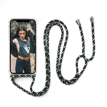 De protección de la caja del Teléfono Crossbody Collar de Cordón de Cuerdas de seguridad con Cuerda para Huawei P30 P20 Pro Lite Mate 20 Pro Lite Y7 Y6Pro Y9 Cubierta