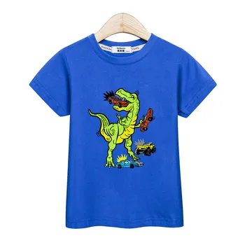 Dinosaurio Guerras niños tees de verano casual camiseta de niño de manga corta de impresiones tops T-rex de ropa de niños del O-cuello de la camisa de algodón de niño camiseta