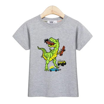 Dinosaurio Guerras niños tees de verano casual camiseta de niño de manga corta de impresiones tops T-rex de ropa de niños del O-cuello de la camisa de algodón de niño camiseta