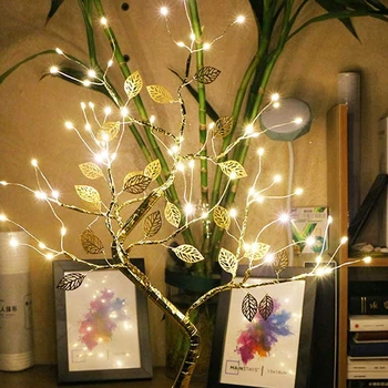 LED de Luces de la Noche Mini Árbol de Navidad con Alambre de Cobre Guirnaldas para La Habitación de los Niños Dormitorio Decoración de guirnaldas de Luces Decoración de Año Nuevo