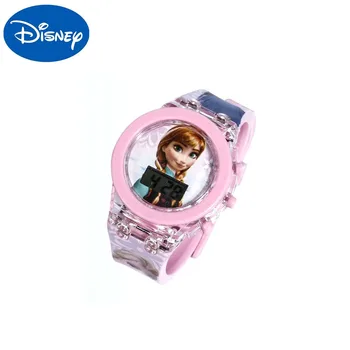Original Congelado Brillante luz en 3D relojes película de Disney reloj de Cuarzo de juguetes de acción de la figura de Anna Aisha Navidad de la niña de los regalos de cumpleaños