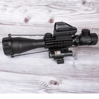 4-12X50 Iluminado Telémetro la Mirilla del Rifle Alcance Holográfica 4 Retícula de Vista de 11 mm y 20 mm de Láser Rojo Combinado Riflescope