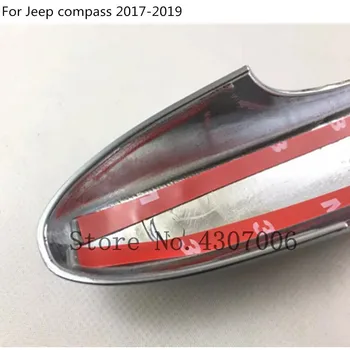 Cubierta del coche de la Protección Detector de Palo Marco de la Lámpara Recorte ABS Cromo del Coche de la Manija de la Puerta 8pcs Para Jeep Compass 2017 2018 2019 2020