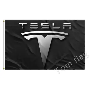 Tesla bandera de coche de 60 * 90 cm (2 * 3 pies) 90 * 150cm (3 * 5 pies) tamaño de la Navidad decoraciones para el hogar y jardín
