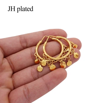 Aretes de oro 24K color de pendientes de aro utilidad para las mujeres/niñas Africanos fiesta de la boda adorno de lujo de la joyería de mujer regalos oído anillos
