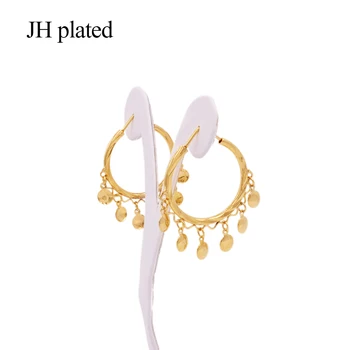 Aretes de oro 24K color de pendientes de aro utilidad para las mujeres/niñas Africanos fiesta de la boda adorno de lujo de la joyería de mujer regalos oído anillos