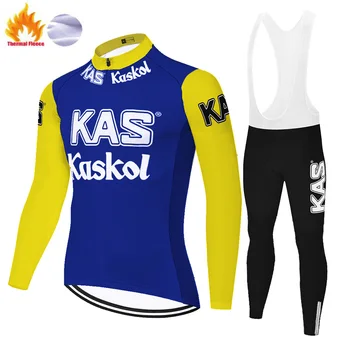 Pro equipo KAS retro de ciclismo, ropa de Invierno Polar Térmico en Bicicleta la Ropa de Bicicletas uniforme ciclismo hombres jersey de ciclismo conjunto