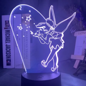 Disney juguetes figura Tinker Bell la Figura original de la muñeca de la Lamparita de noche para Niños de Niño Dormitorio Decoración Figura de Juguete Para el Niño