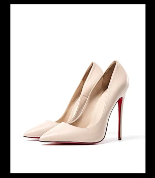 2019 de Alta Calidad Sexy de las Mujeres Bombas del Dedo del pie Puntiagudo zapatos de Fino Tacón Alto de la Boda Roja de la parte Inferior Stilettos Parte Formal de Zapatos de Señora de la Oficina