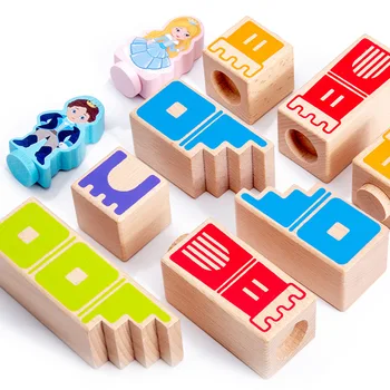 Montessori Bloques de Construcción de Madera Juguetes educativos juegos de Prince Salvar a La Princesa Juegos Interactivos para Niños en 3d bloques de Regalos