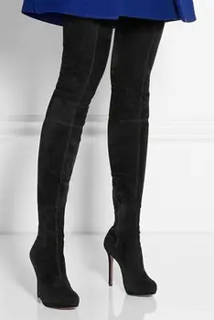 Chaussures Femmes negro sexy zapatos de tacón alto overknee botas de mujer de moda largo del muslo tramo alto delgado botas zapatos de las señoras de la entrepierna