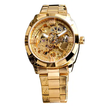 Ganador Del Reloj De Los Hombres Esqueleto Mecánico Automático Reloj Esqueleto De Oro De La Vendimia Hombre Reloj Reloj Para Hombre De La Marca Superior De Lujo Z0303