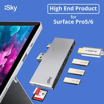 ISky para Microsoft Surface Hub USB Pro5 Pro6 Pro2017 de Expansión USB HDMI SD TF 6in1 Mini DP Externa USB de Surface Pro 34567