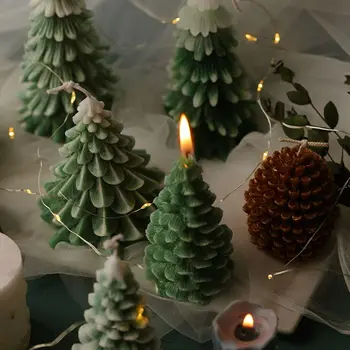 3D de Navidad Árbol de Pino de Cono de Silicona de la Vela del Molde de Jabón de Arcilla Haciendo BRICOLAJE Decoración de la Torta de la Hornada del Molde de la Herramienta