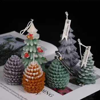 3D de Navidad Árbol de Pino de Cono de Silicona de la Vela del Molde de Jabón de Arcilla Haciendo BRICOLAJE Decoración de la Torta de la Hornada del Molde de la Herramienta