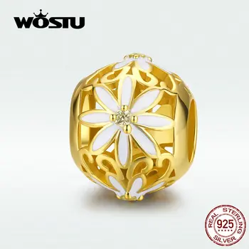 WOSTU 2020 de la Nueva Llegada 925 de la Plata Esterlina de Oro Daisy Perlas de Ajuste Original Pulsera de Perlas Colgante de los Encantos de la Joyería DXC1216