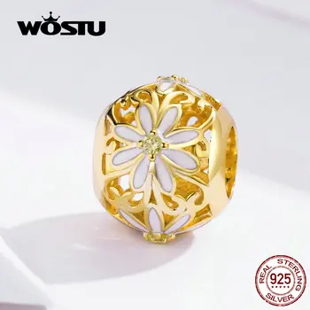 WOSTU 2020 de la Nueva Llegada 925 de la Plata Esterlina de Oro Daisy Perlas de Ajuste Original Pulsera de Perlas Colgante de los Encantos de la Joyería DXC1216