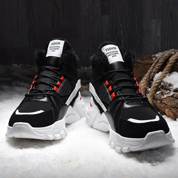 Invierno de los Hombres de Alta Cálida Nieve de Arranque Macho Pesados de la Felpa de Zapatos Chaussure Mans Zapatos Casual Para Hombres Botas de Calzado Masculino Zapatillas de deporte
