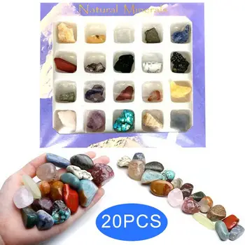 20pcs Irregular Cayó Mini Minerales de la Colección de Arte de Adorno de Decoración Conjunto de Regalos en Caja de Cristal Natural Áspero de la Piedra de Ágata
