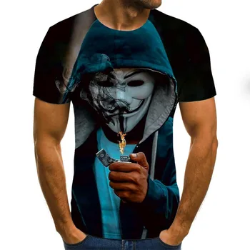 Caliente-venta de Payaso Impreso en 3d Camiseta de los Hombres del Joker Rostro Masculino Camiseta 3d Payaso de Manga Corta Camisetas Divertidas Tops y Camisetas 6xl