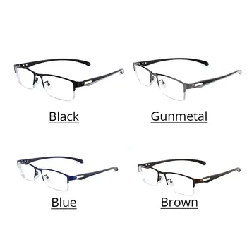 Multifocal Progresiva Gafas De Lectura Para Los Hombres Contra El Rayo Azul De Metal Rectangular De Medio Fotograma De Gafas +125+175+225+275