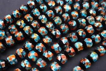 10pcs/Lote de 12 mm Luminoso hechos a Mano de Cristal de Murano Perlas de papel de Aluminio Azul y el naranja el Color de la joyería de la Pulsera del Pendiente del Collar de Decisiones