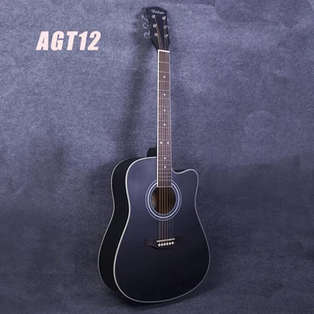 Mejor Venta de 41 Pulgadas Guitarra Acústica Para Principiantes de Guitarra Negro Mate Práctica de Instrumentos Musicales Regalos de la Bolsa de Selecciones AGT12A