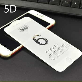 La dureza de 9H 5D para iPhone7 7plus Protector de Pantalla de Cristal Rojo de la Plena Cobertura de Vidrio Templado para el iPhone 8 6 6s Protector de Pantalla de Vidrio