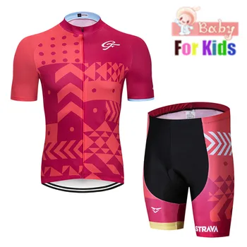 2019STRAVA Niños Jersey de Ciclismo usar camisas de manga Corta Ciclismo Conjunto de Bici de Niños Ropa Ropa Ciclismo Chica Bicicleta Ropa Deportiva de Traje