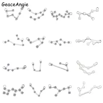 GraceAngie 12pcs Aleación de Zinc Blanco K Mixto zodiaco Forma Encantos de la Moda Colgante del Collar de la Pulsera de la Joyería de BRICOLAJE Componentes