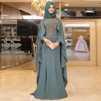 Eightale Árabe Vestidos De Noche Apliques De Manga Larga Kaftan Dubai Gasa Caftán De Baile Vestido Vintage Musulmán Vestido De Fiesta