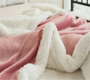 ZHUO MO de Doble capa cordero mantas para camas de rosa de invierno ponderado manta de Lana Súper Suave Tiro En el Sofá Cama de hojas de manta