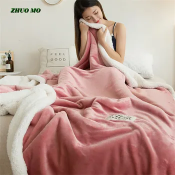 ZHUO MO de Doble capa cordero mantas para camas de rosa de invierno ponderado manta de Lana Súper Suave Tiro En el Sofá Cama de hojas de manta