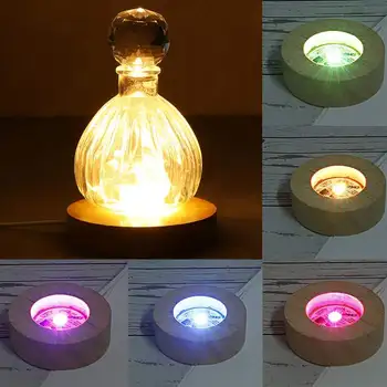 5 Estilos de 3D LED de la Lámpara de la Base Creativa de la Noche las Luces de la Lámpara de la Mesa de Madera de la Base de la Lámpara Gradiente de Luces de colores Para el Hogar, Luz Decorativa