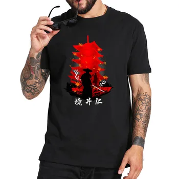 Horyuji Samurai Camiseta Espíritu de Tsushima Camiseta de la Nave de la Gota de la UE Tamaño de Algodón Suave Camiseta Cómoda Tops