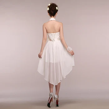 DongCMY 2020 nuevo vestido sin mangas de color blanco de Tobillo-Longitud de novia de las niñas vestidos de Dama de honor