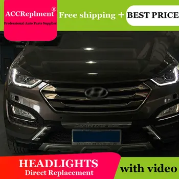 AUTO.PRO 2013-Para Hyundai IX45 faros de led faros antiniebla bi xenon lente de la barra del LED Para Hyundai Santafe DRL del coche estilo